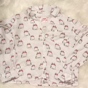 Cat print button front blouse